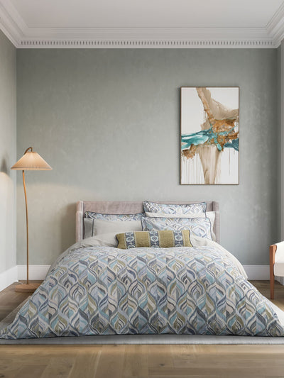Next Bedeck of Belfast Soft Teal Green Rayanne Duvet Cover and Pillowcase Set- Buy online at McGrocer