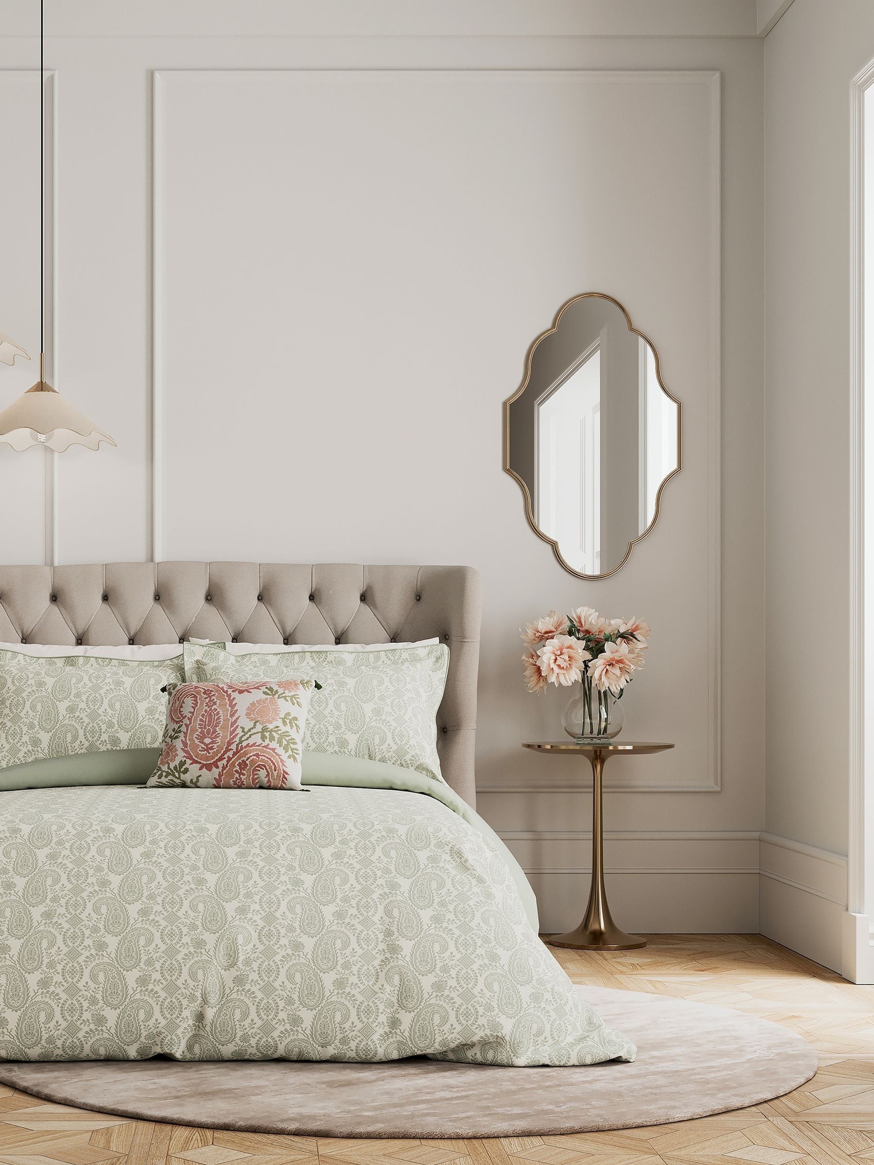 V&A Sage Silk Road duvet cover and pillowcase set (British brand)
