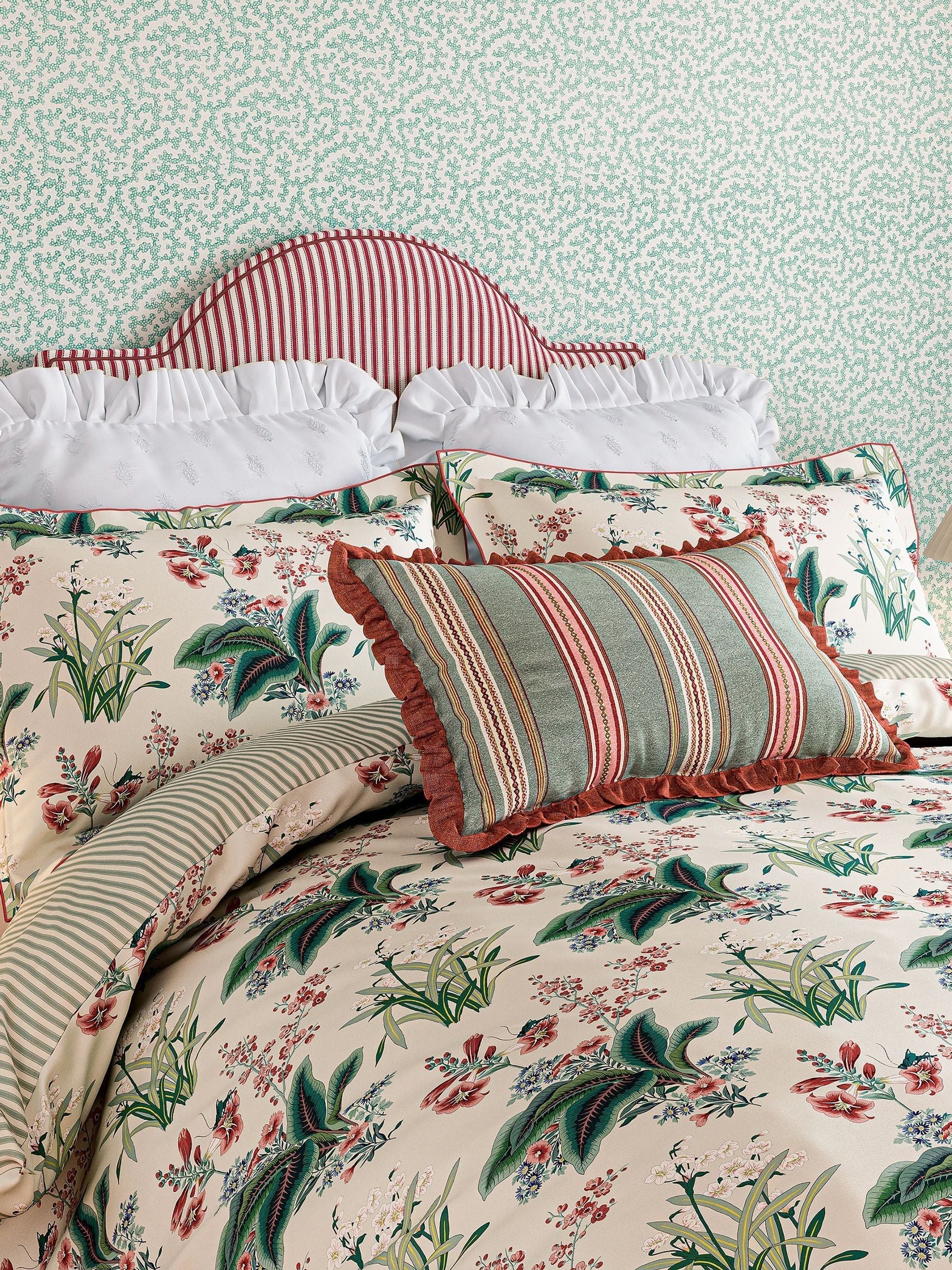 Sanderson Pinery embroidered pillowcase pair white cotton (British brand)