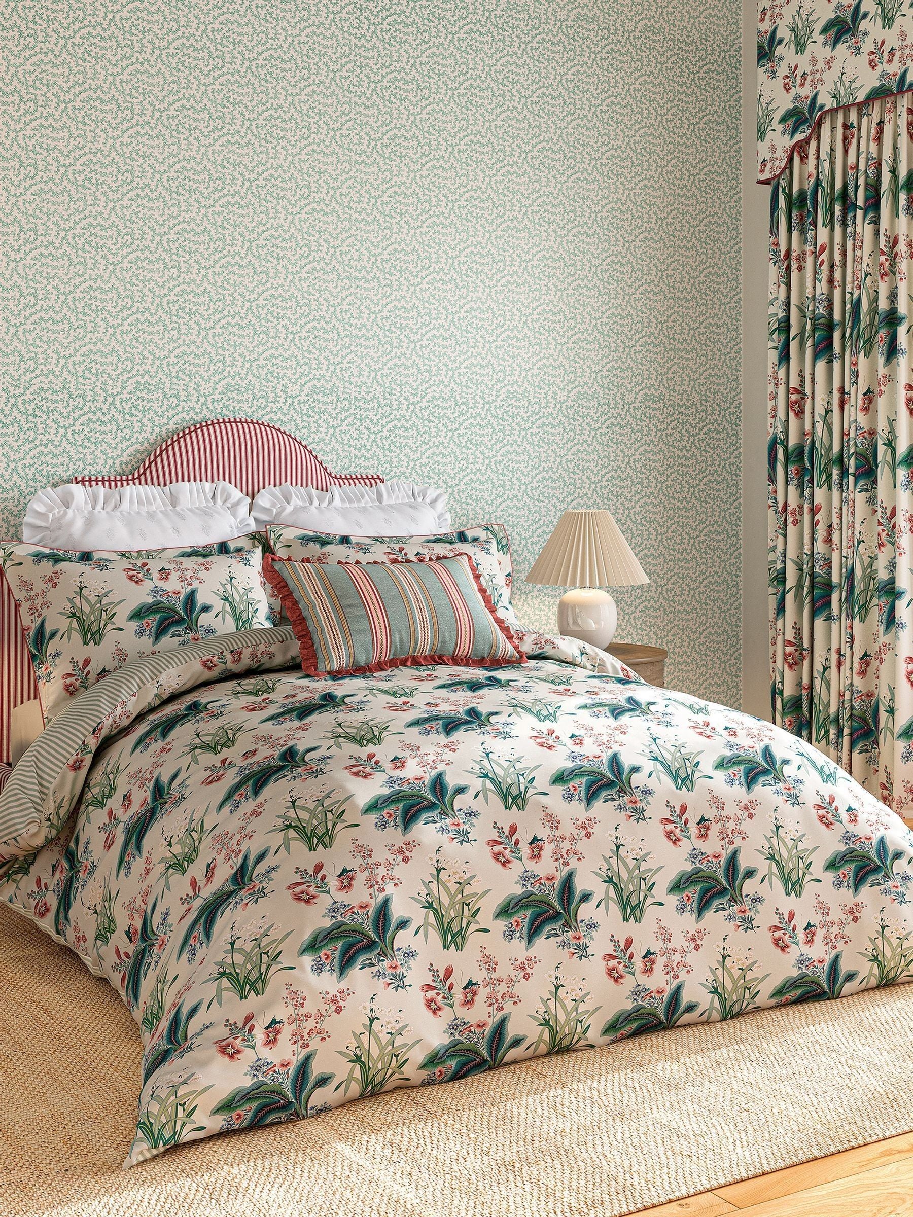 Sanderson Pinery embroidered pillowcase pair white cotton (British brand)