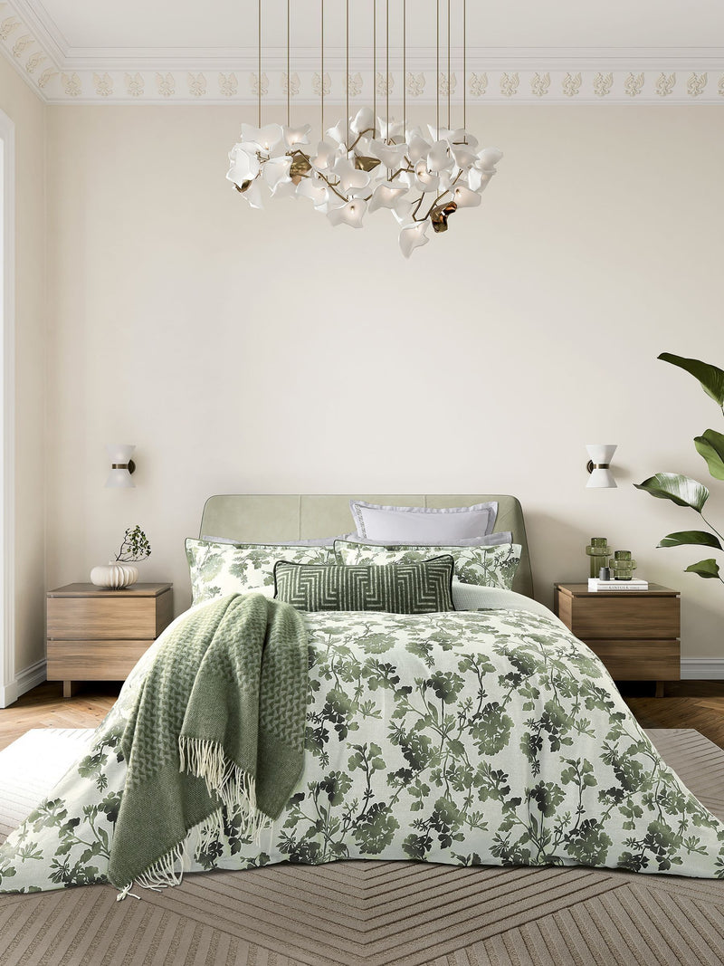 Bedeck of Belfast Green Yoko duvet cover and pillowcase set - British product