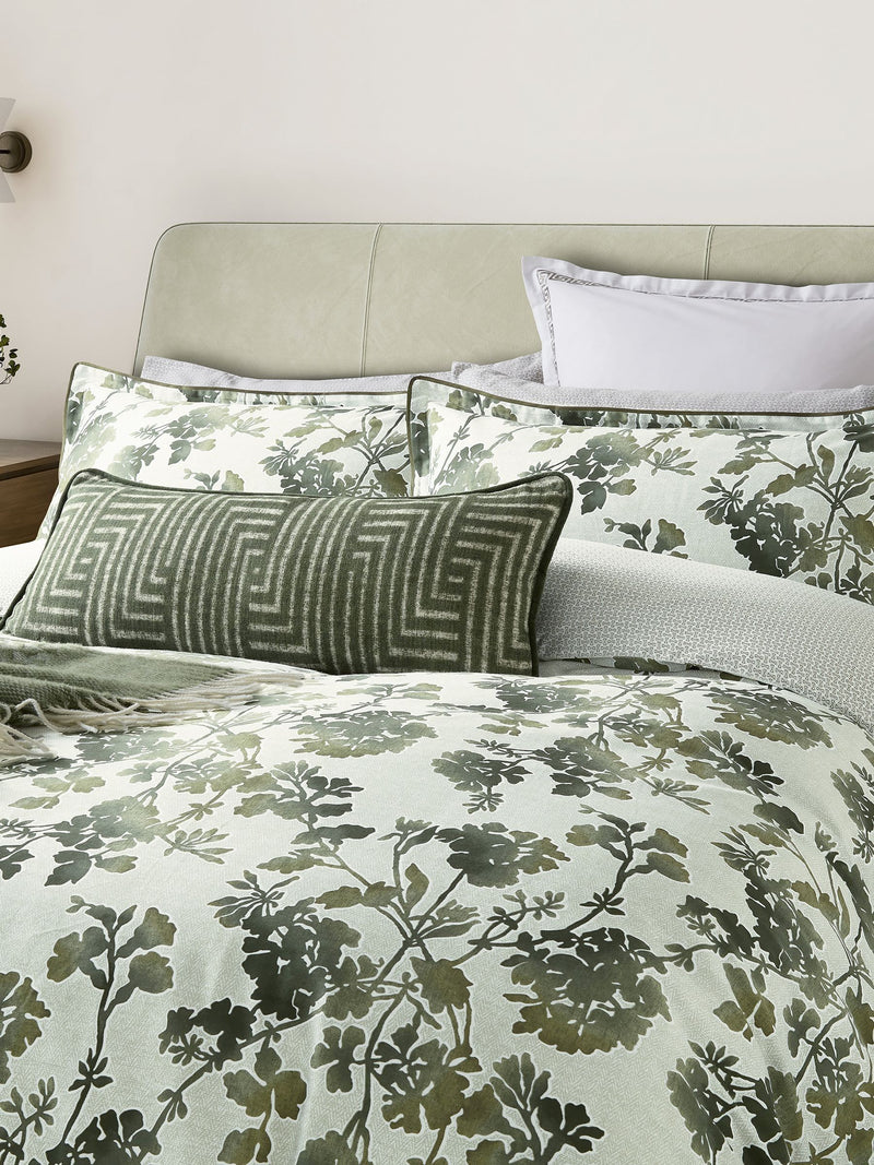 Bedeck of Belfast Green Yoko duvet cover and pillowcase set - British product