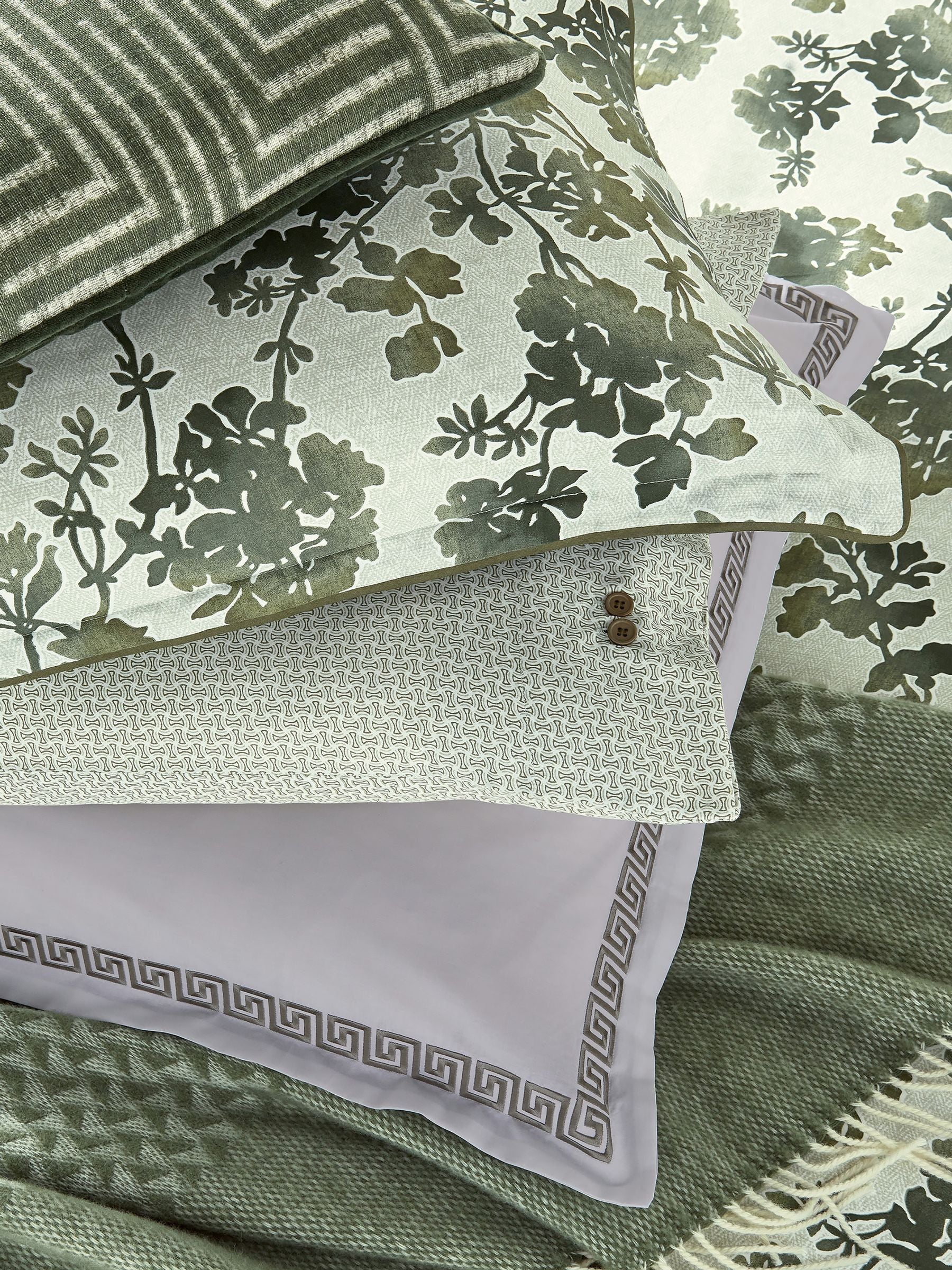 Bedeck of Belfast Green Yoko duvet cover and pillowcase set - British product