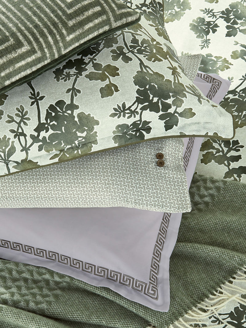 Bedeck of Belfast Green Yoko duvet cover and pillowcase set - British product