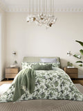 Bedeck of Belfast Green Yoko 100% Cotton Duvet Cover and Pillowcase Set