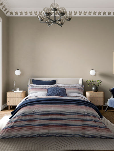 Next Bedeck of Belfast Navy Red Stafford Duvet Cover and Pillowcase Set- Buy online at McGrocer