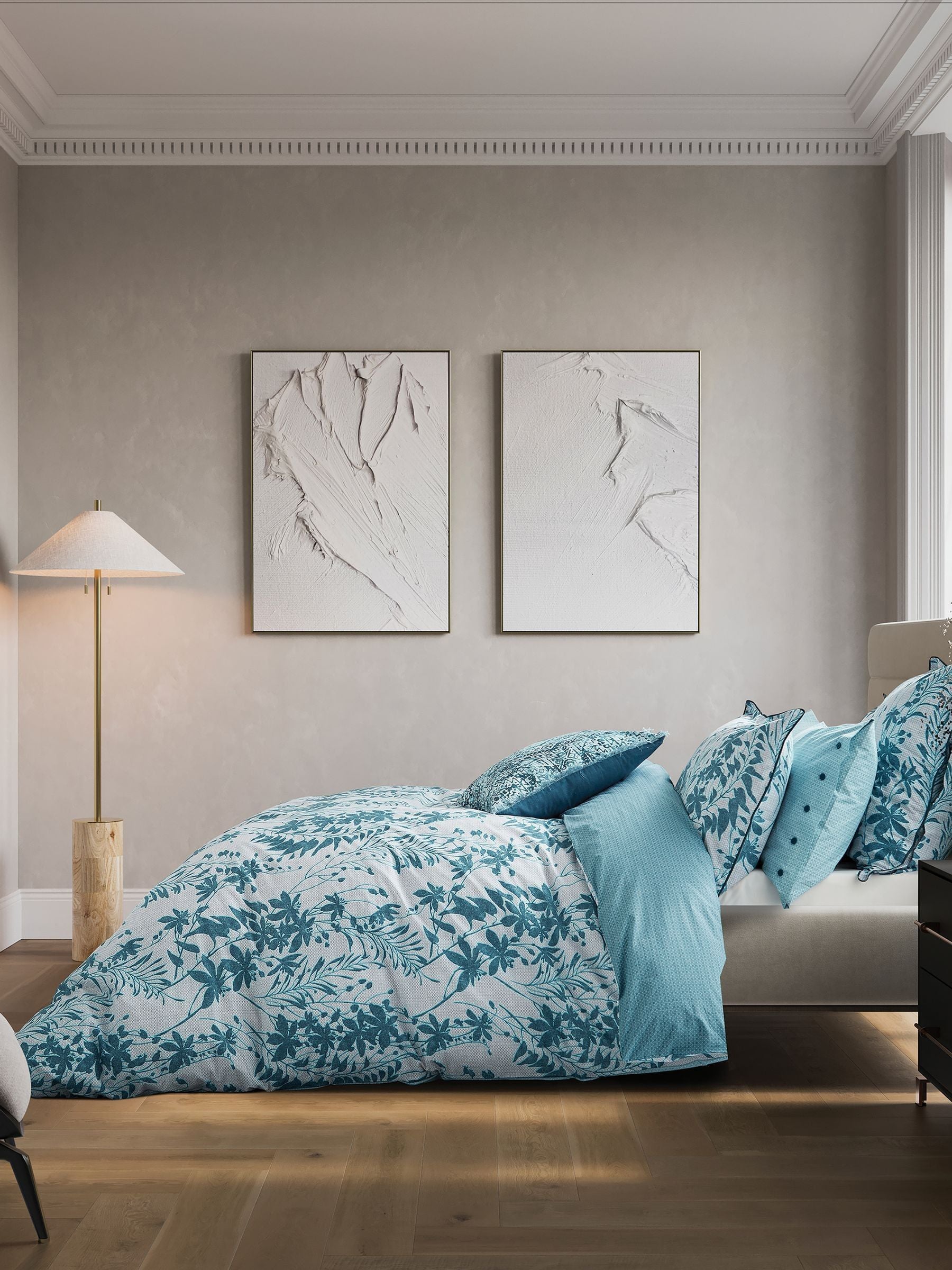 Bedeck of Belfast Teal Silver duvet cover and pillowcase set - British product
