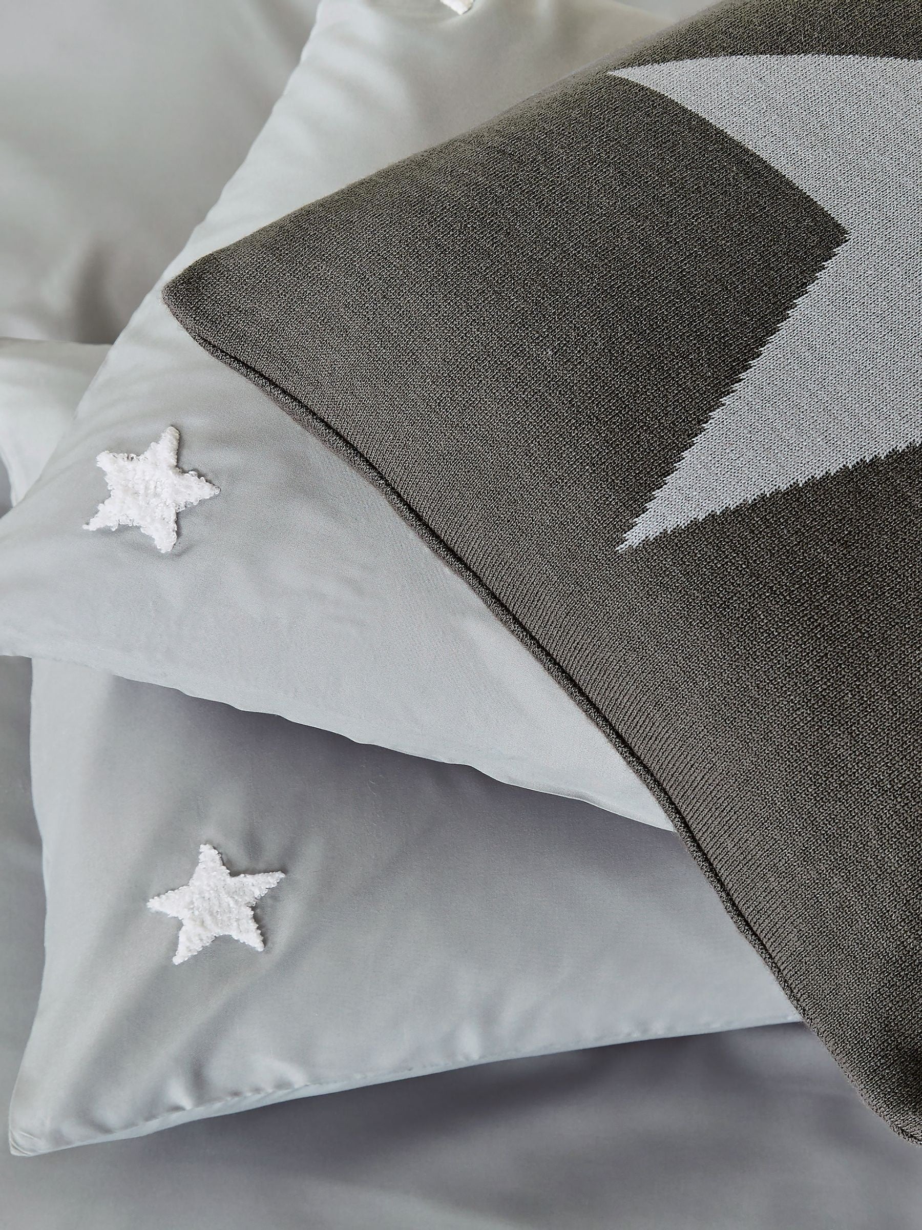 Helena Springfield grey tufted star duvet cover and pillowcase set, UK version