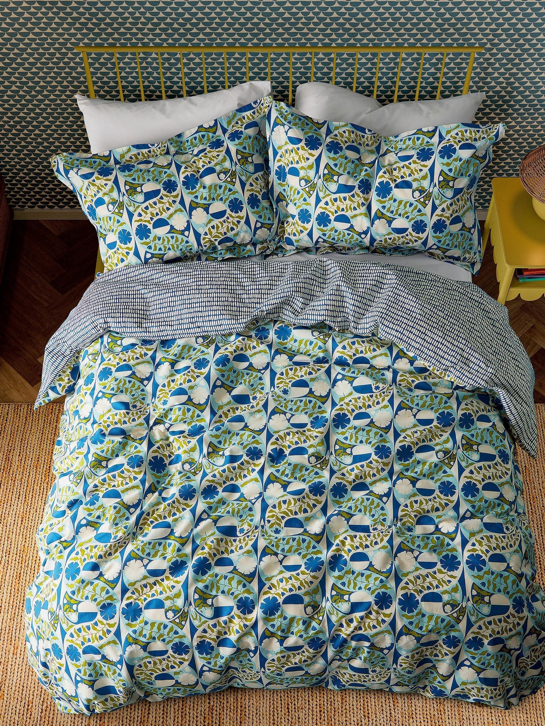 Scion Indigo Twist & Turn duvet cover and pillowcase set (British brand)