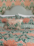 Morris & Co Peach Teal Helena duvet cover and pillowcase set, imported from the UK