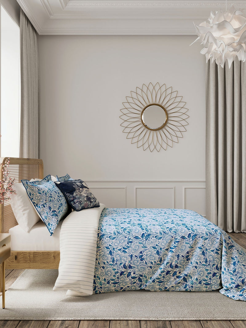 V&A Indigo Ornamental Bloom duvet set (British brand)