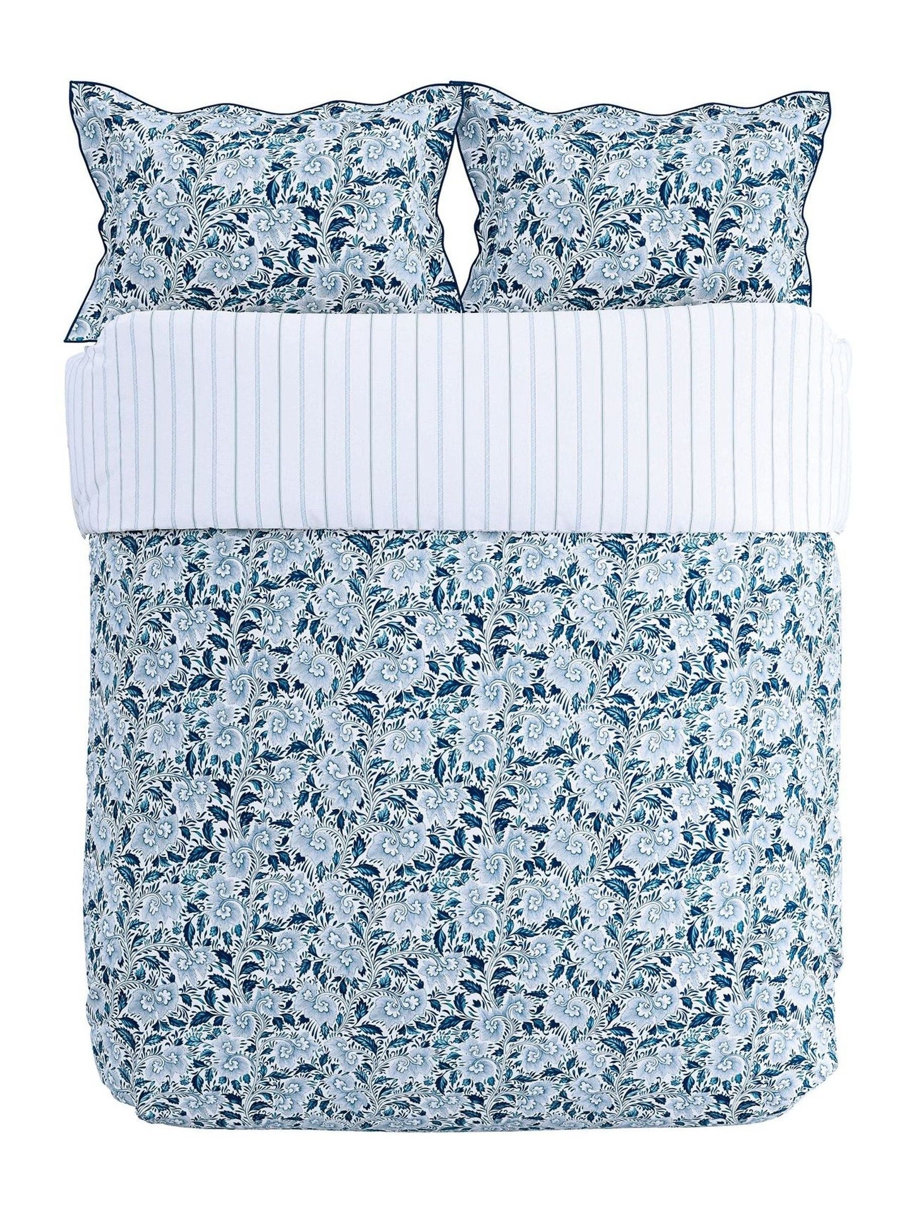 V&A Indigo Ornamental Bloom duvet set (British brand)