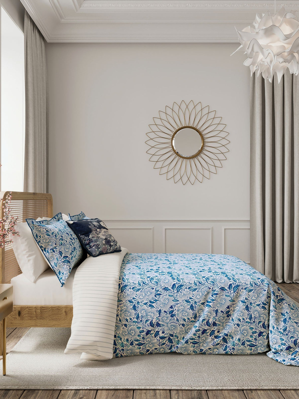 V&A Indigo Ornamental Bloom duvet set (British brand)
