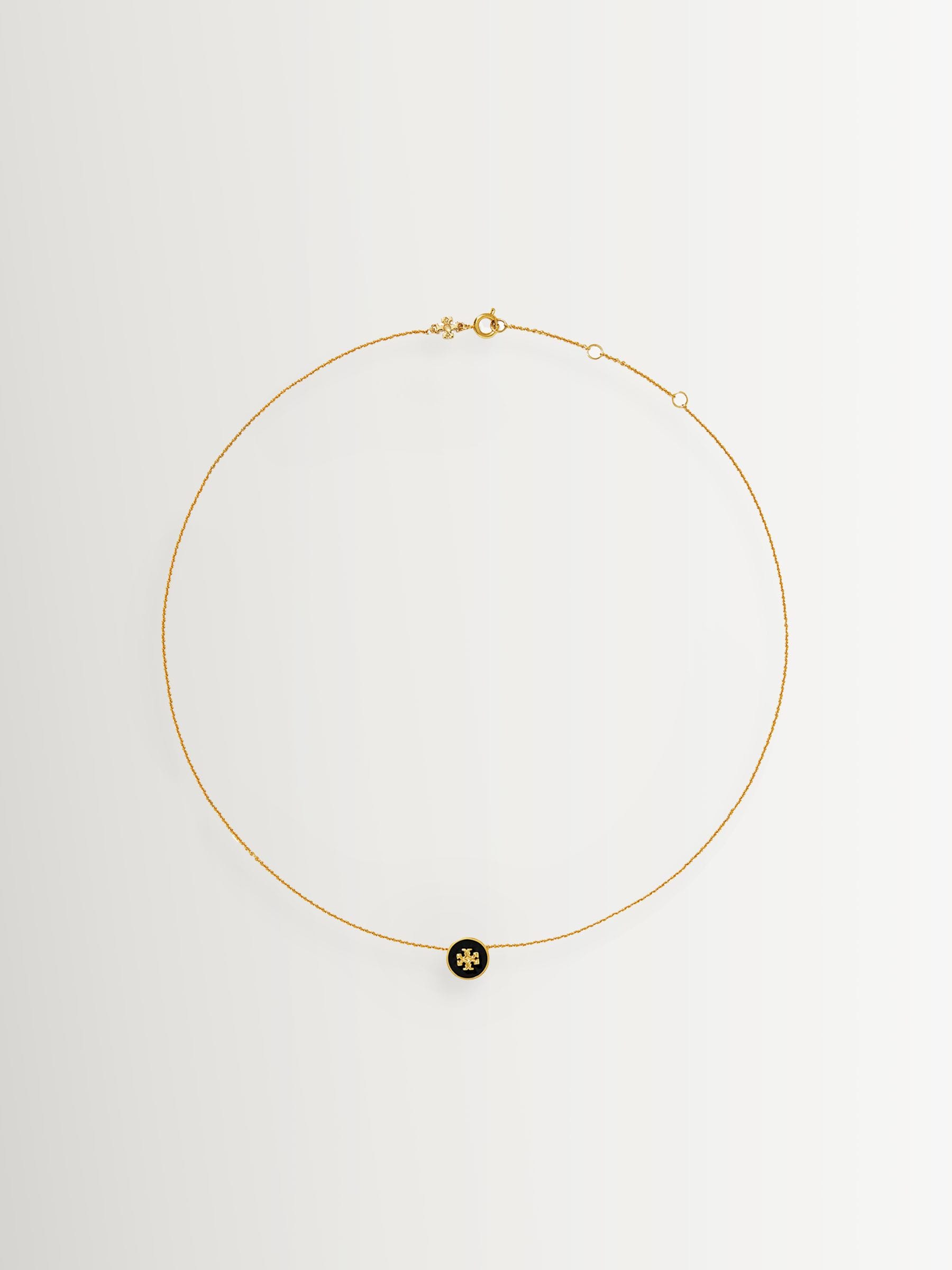 Tory Burch Black Icon Enamel Pendant Necklace (British brand)