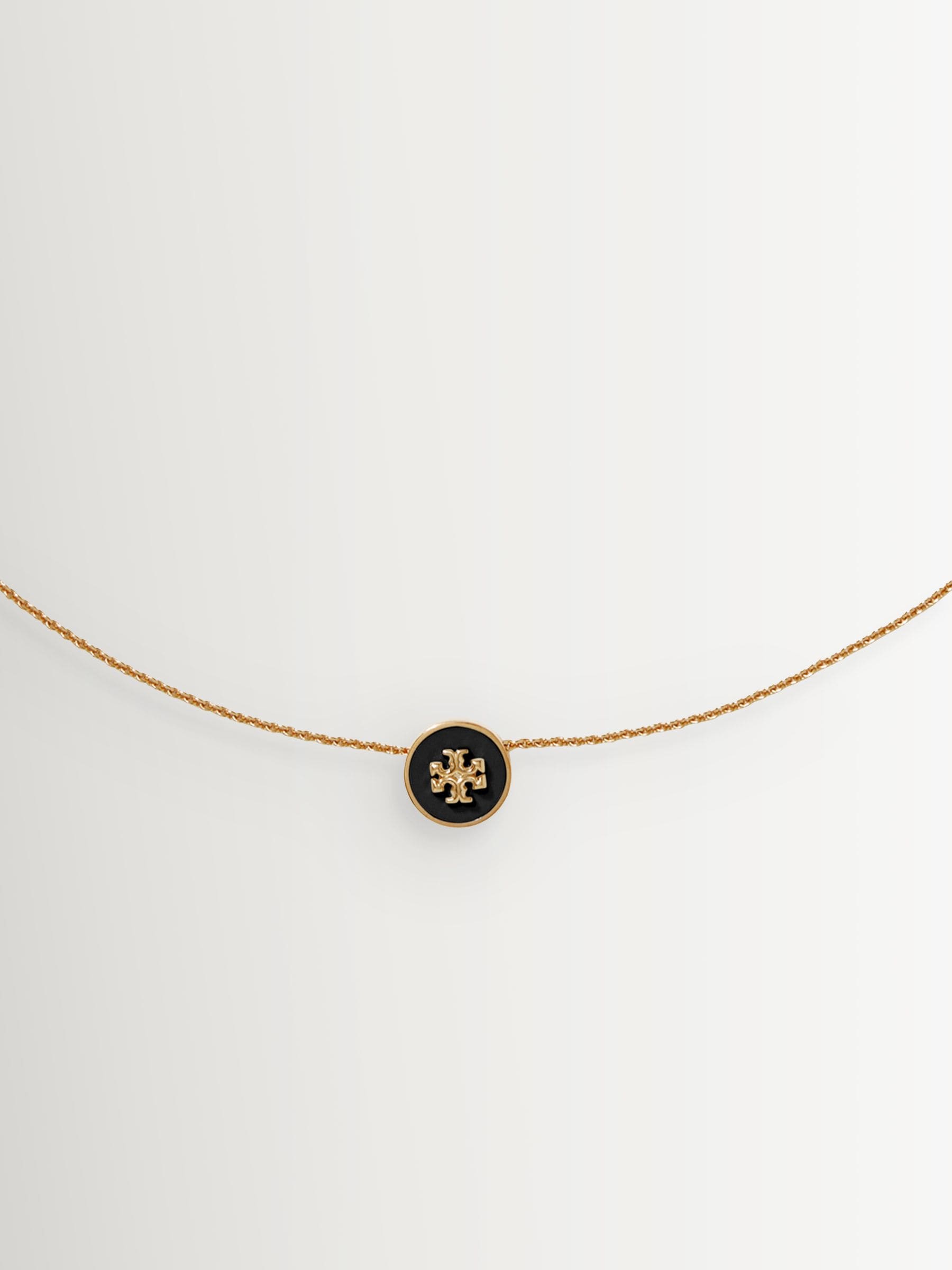Tory Burch Black Icon Enamel Pendant Necklace (British brand)