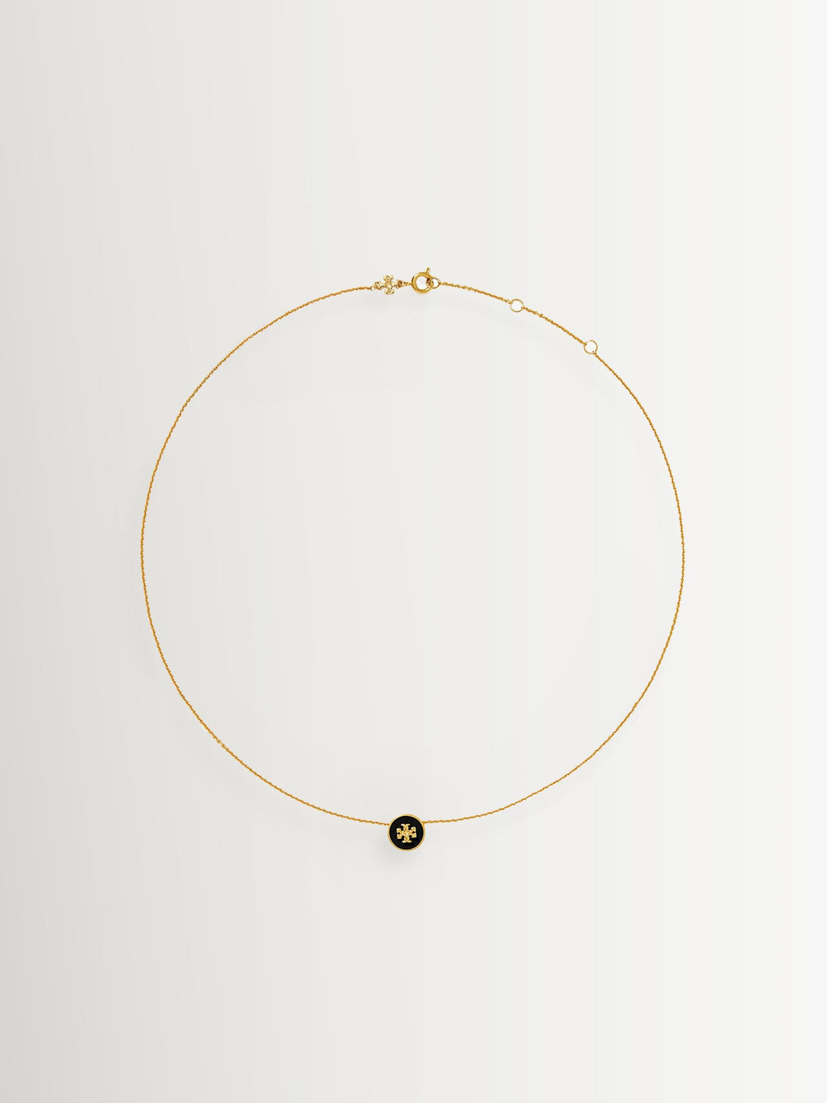Tory Burch Black Icon Enamel Pendant Necklace (British brand)
