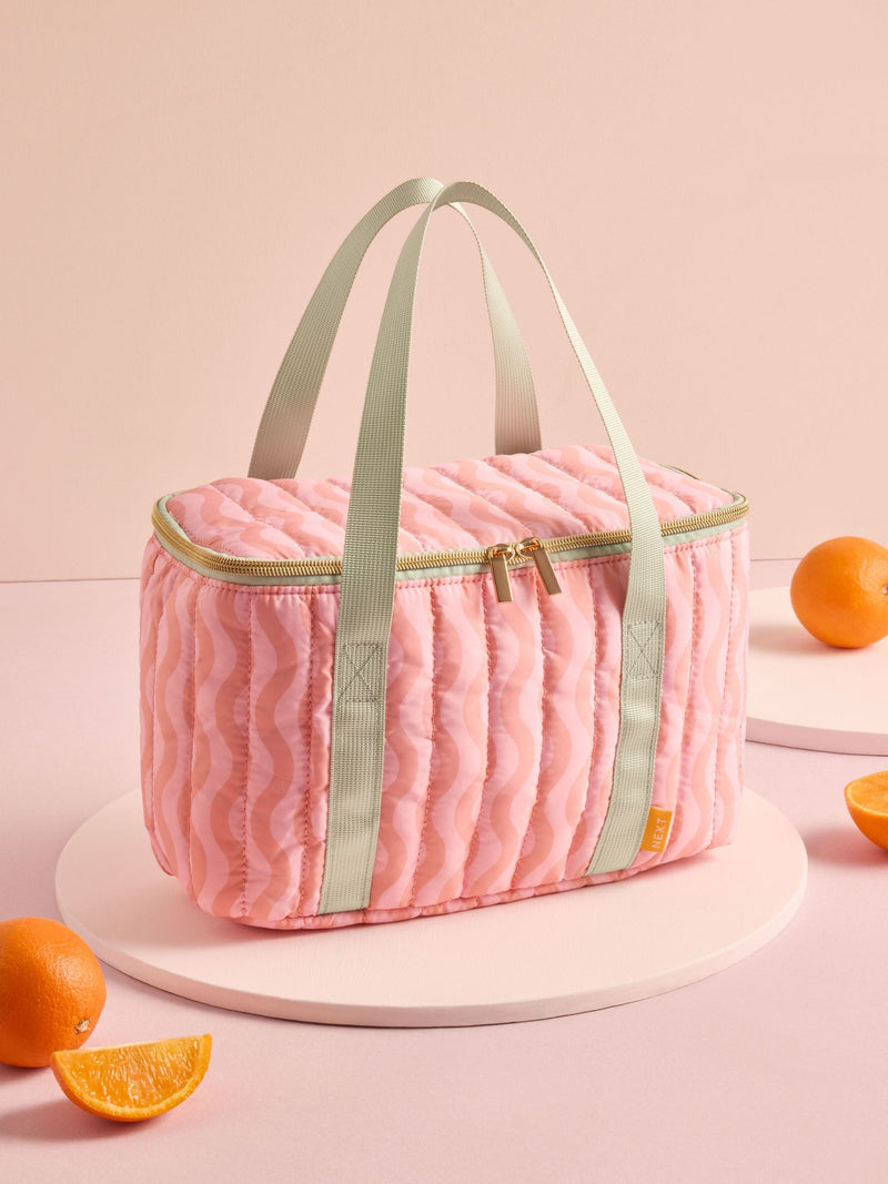 Pink and green wavy pattern lunch bag, imported from the UK