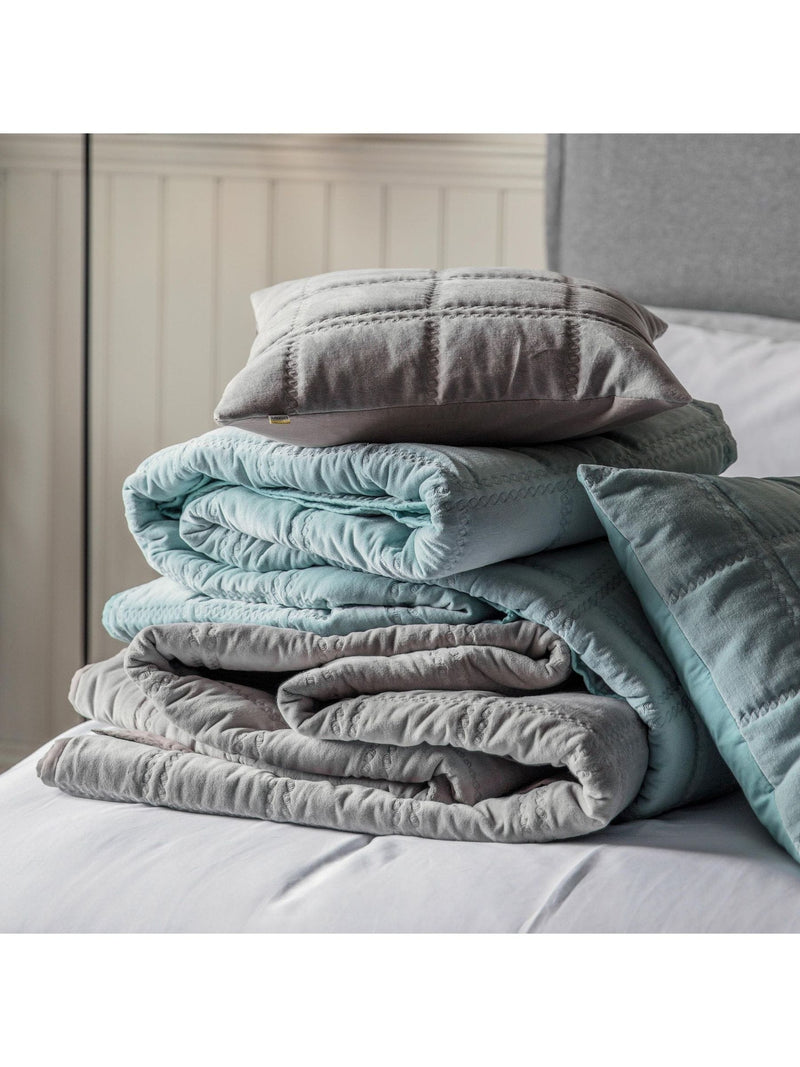 Gallery Home blue quilted velvet bedspread 260cm, UK version