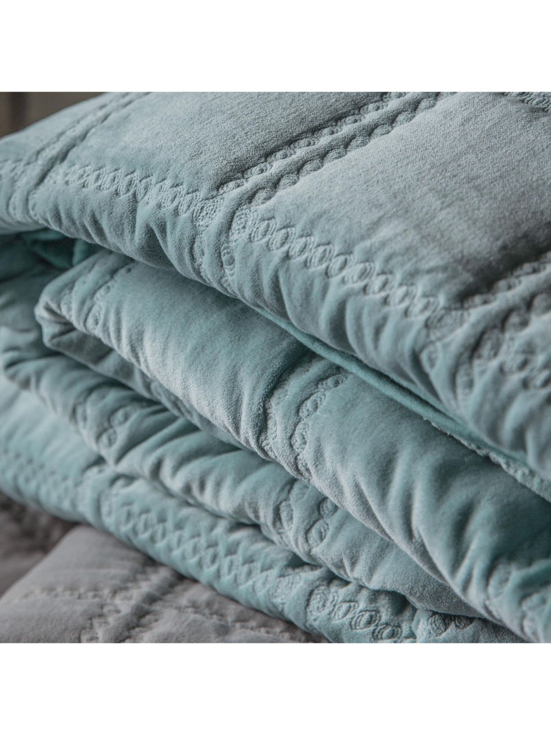 Gallery Home blue quilted velvet bedspread 260cm, UK version