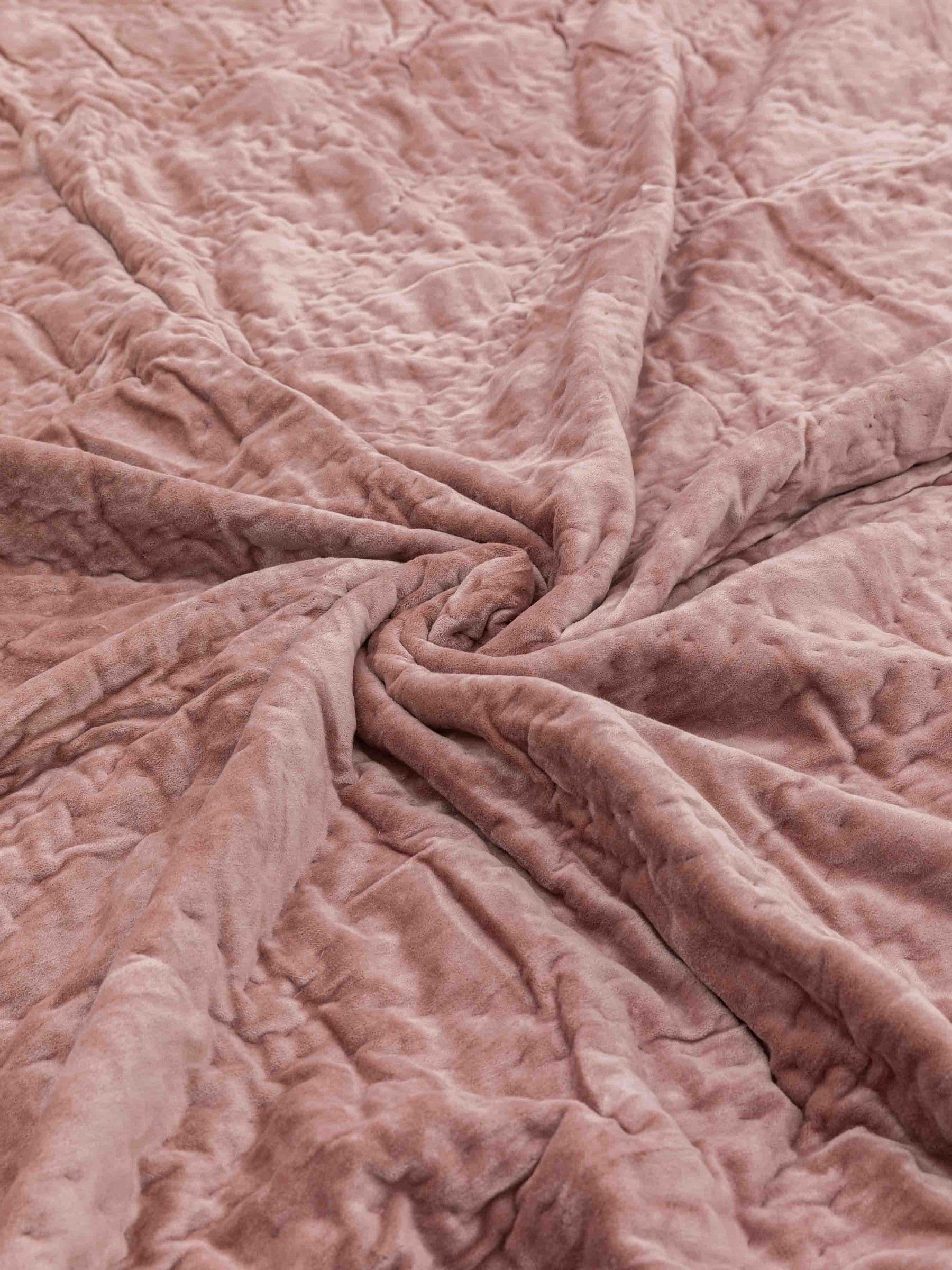 Gallery Home pink quilted cotton velvet bedspread imported from the UK