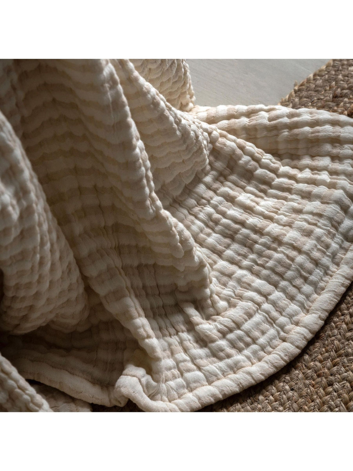 Gallery Home natural stripe textured bedspread, imported from the UK