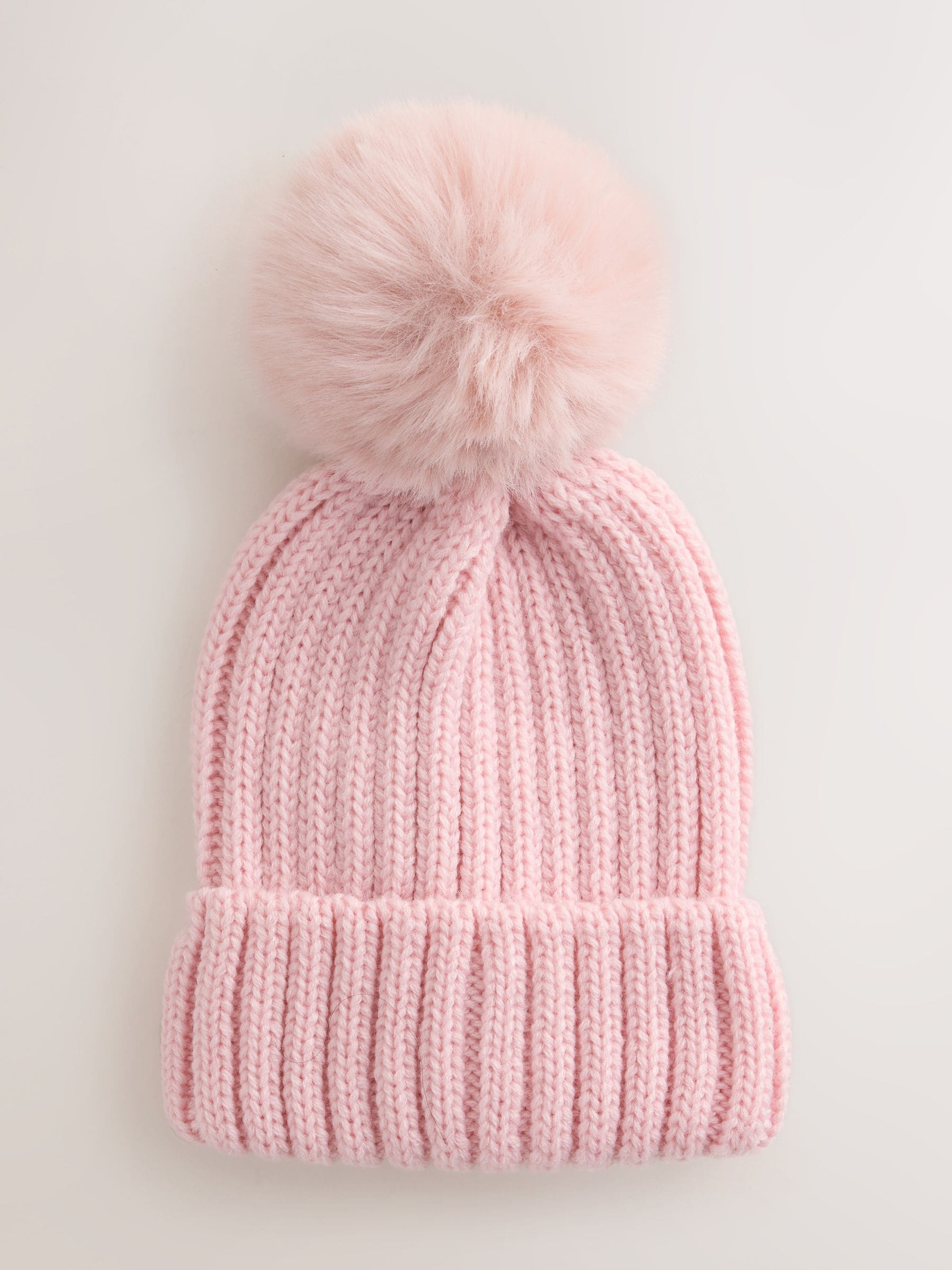 Pink Rib Pom Beanie (3mths-16yrs)
