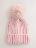 Pink Rib Pom Beanie (3mths-16yrs)