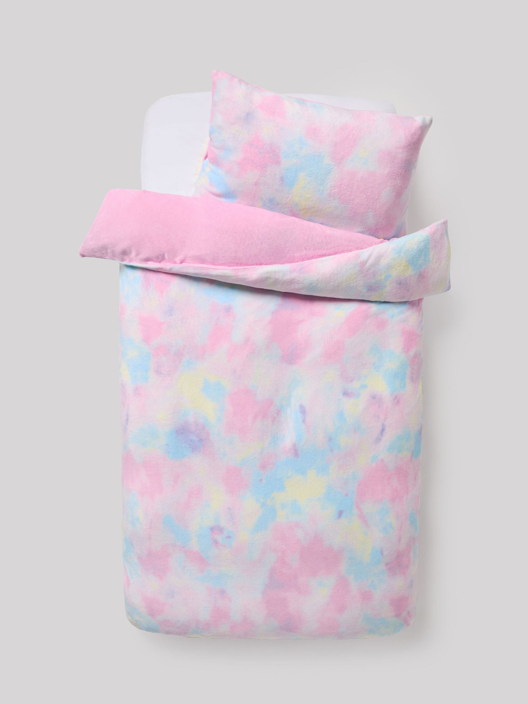 Multi ombre cosy fleece duvet cover and pillowcase set, imported from the UK