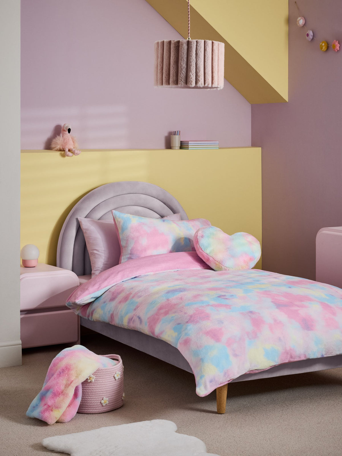 Multi ombre cosy fleece duvet cover and pillowcase set, imported from the UK