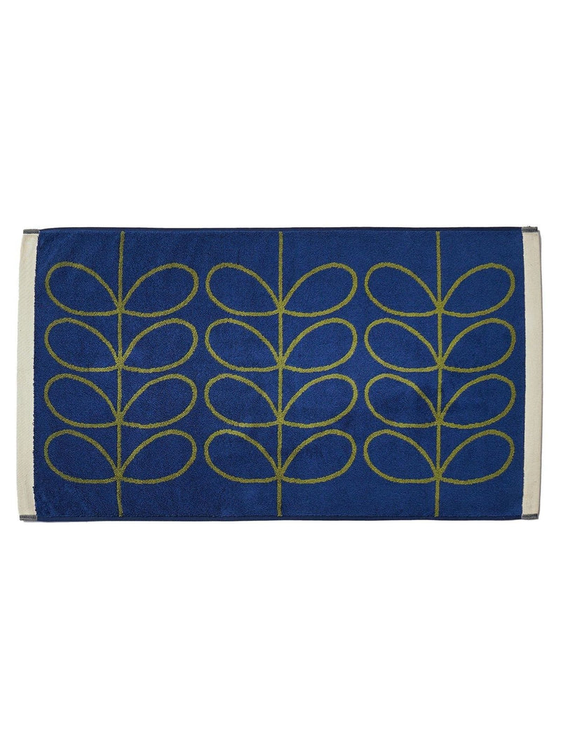 Orla Kiely woven cotton bath mat navy olive Linear Stem - British product