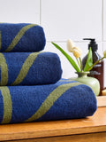 Orla Kiely Linear Stem hand towel navy and olive, UK version