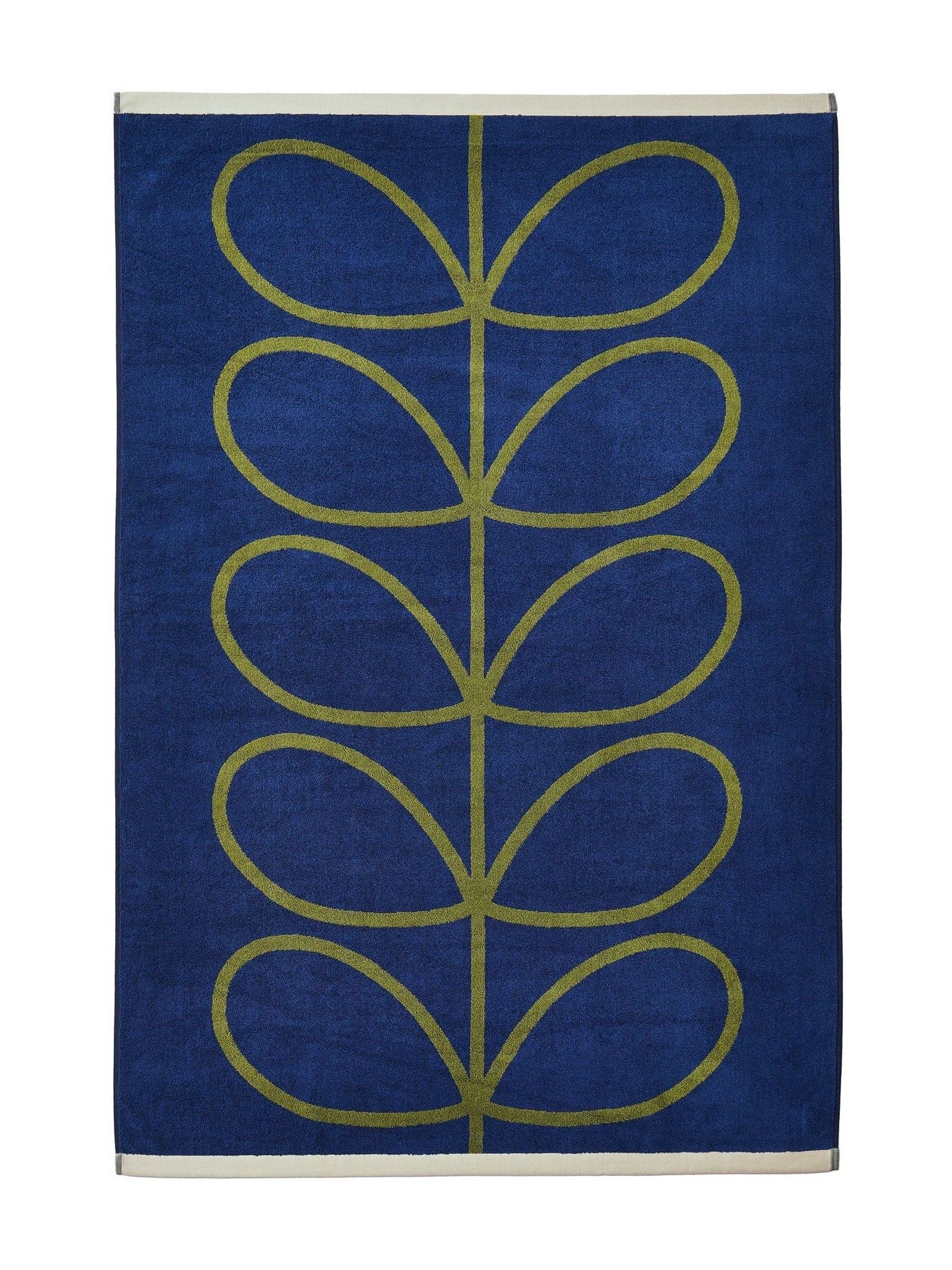 Orla Kiely Linear Stem hand towel navy and olive, UK version