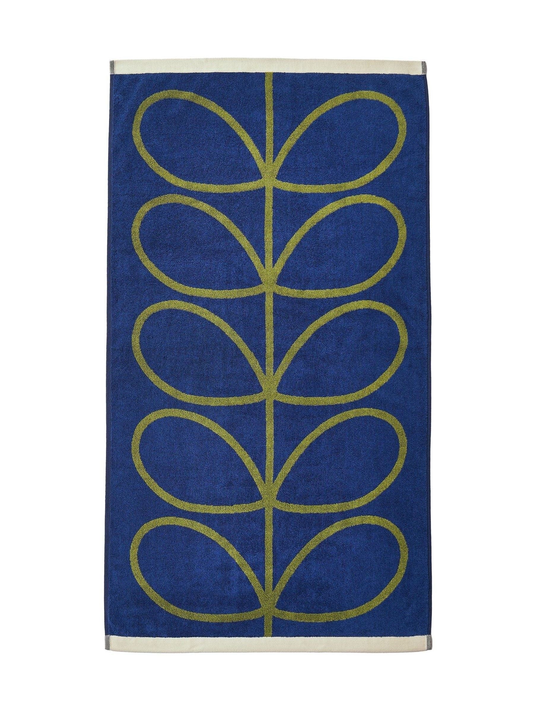 Orla Kiely Linear Stem hand towel navy and olive, UK version