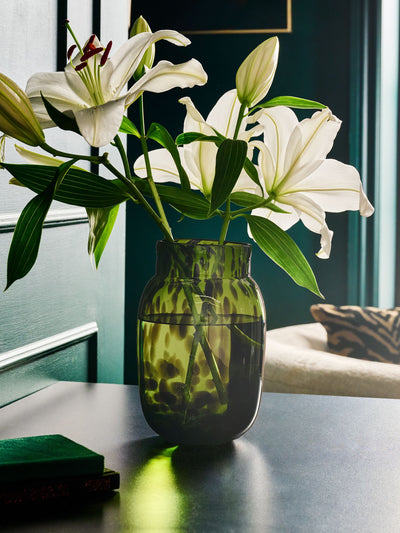 Vase en verre moyen vert confettis
