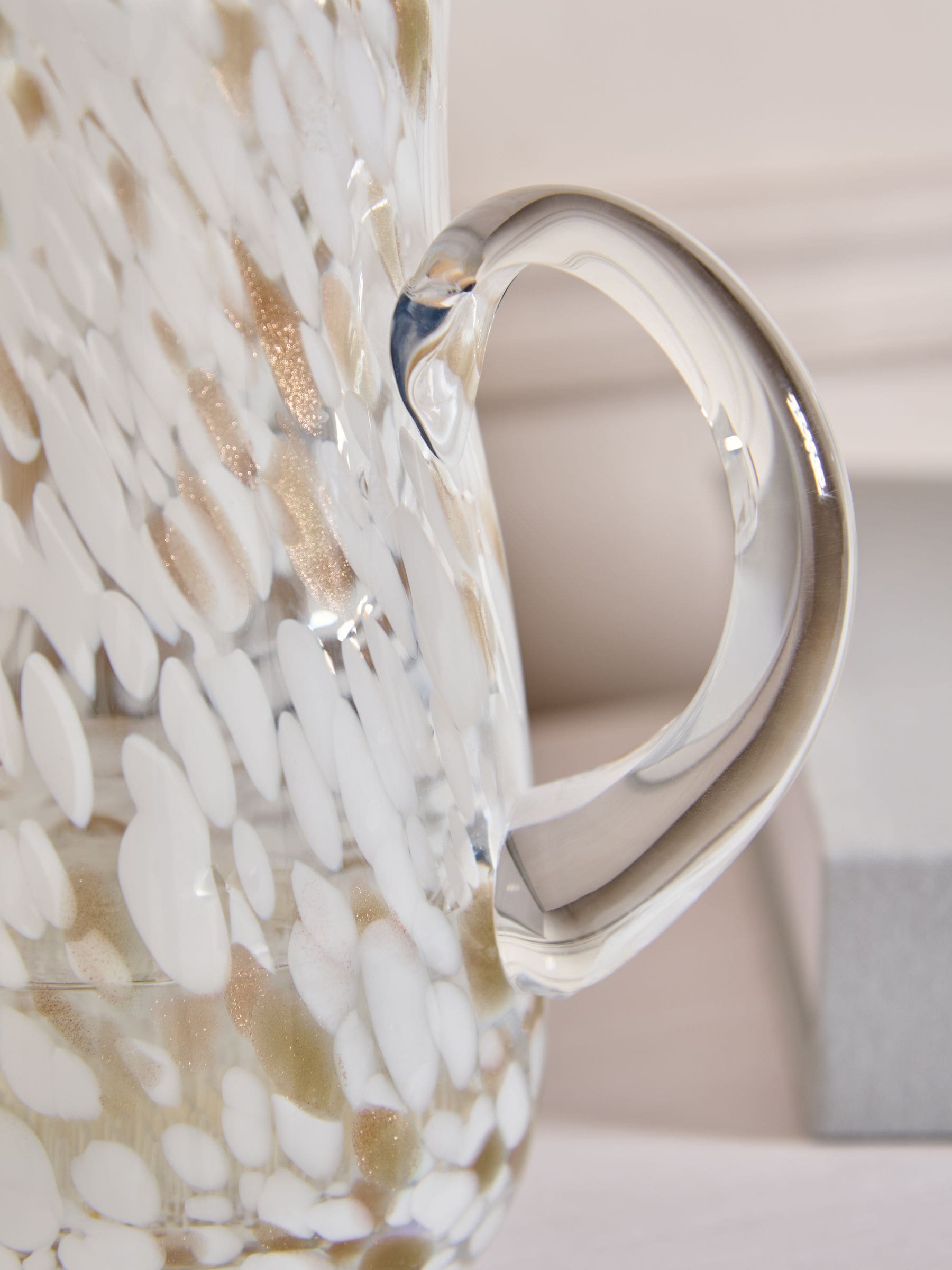 White and gold confetti decorative glass flower vase (British brand)