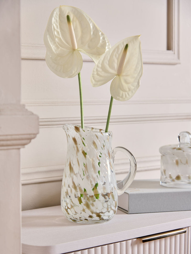 White/Gold Jug Confetti Glass Flower Vase