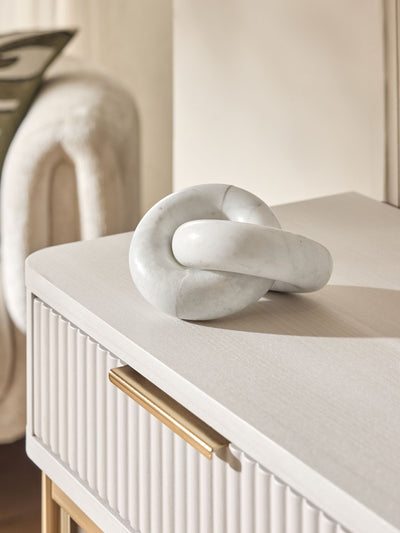 Ornement nœud décoratif en marbre blanc hauteur 16cm