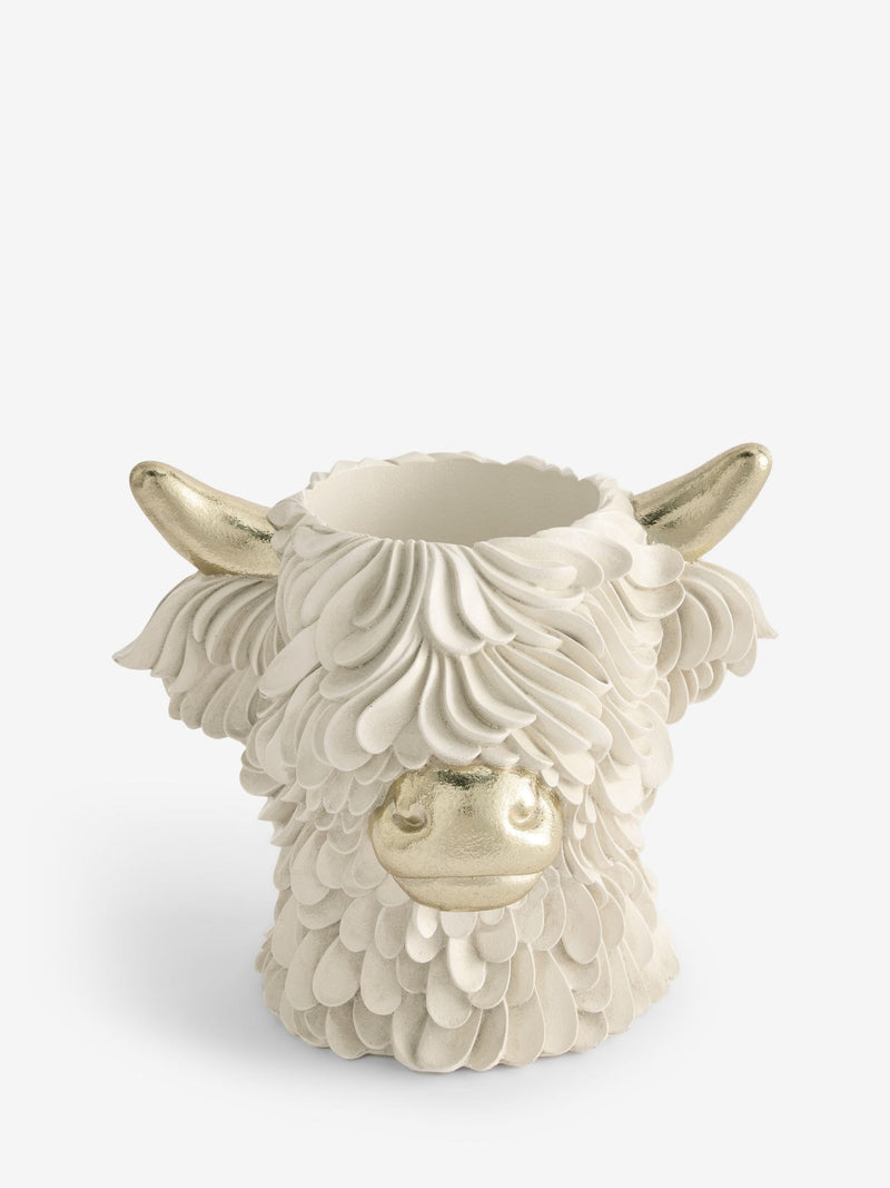 Hamish Highland Cow head vase cream gold (British brand)