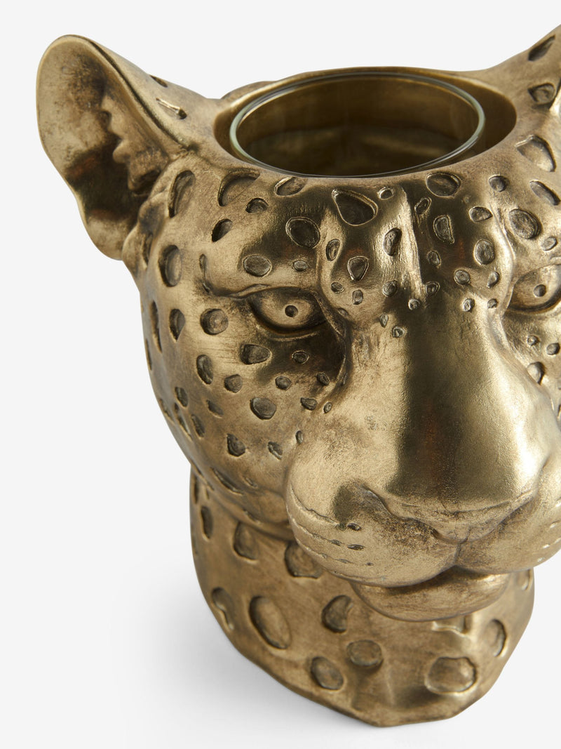 Gold Cheetah Head Decorative Vase