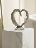 Silver feather heart room decoration ornament 20.5cm height (British brand)