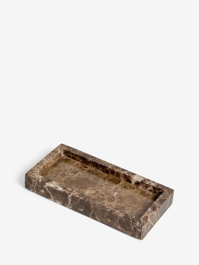 Brun dekorativ marmor smykkeskål 9x2,5 cm