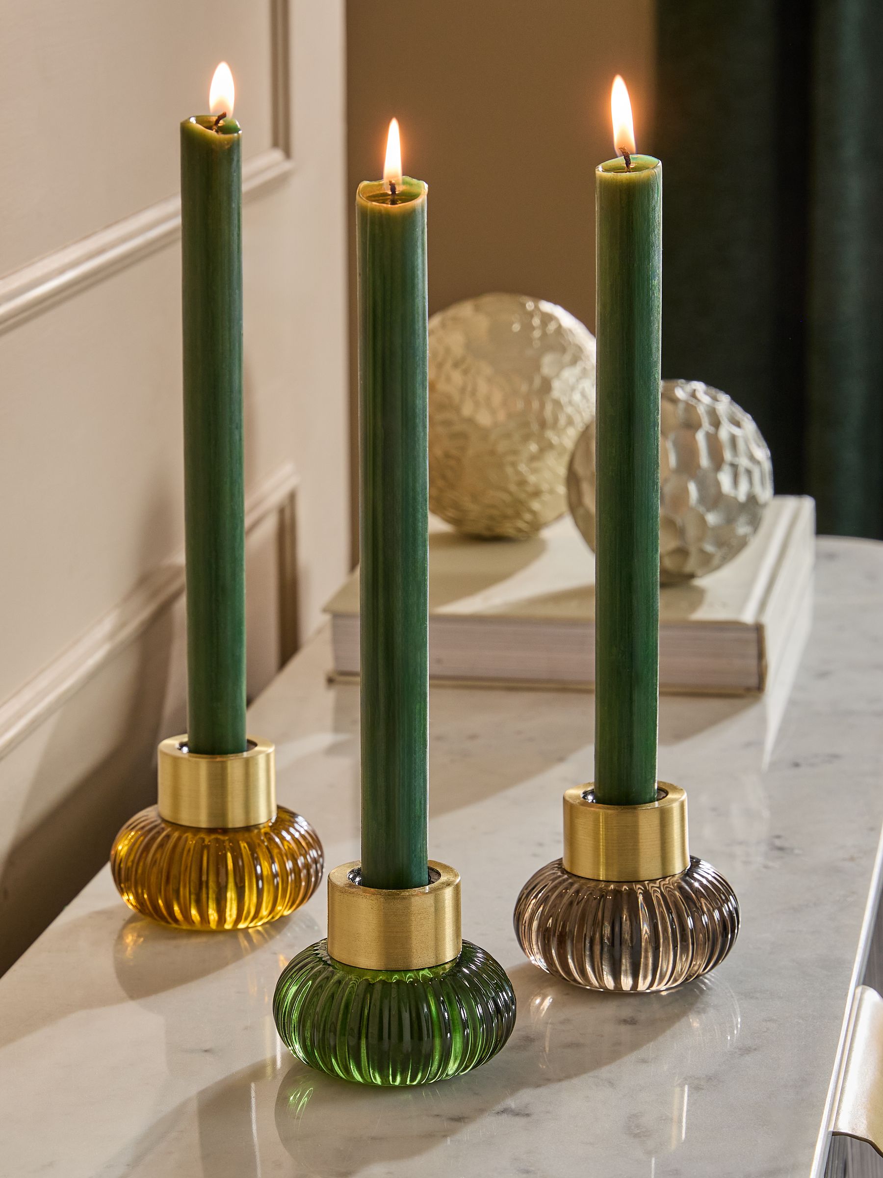 Multicolour glass candle holder for tea lights, imported from the UK