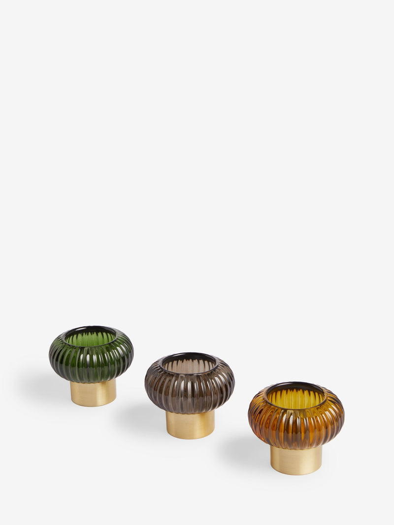 Multicolour glass candle holder for tea lights, imported from the UK