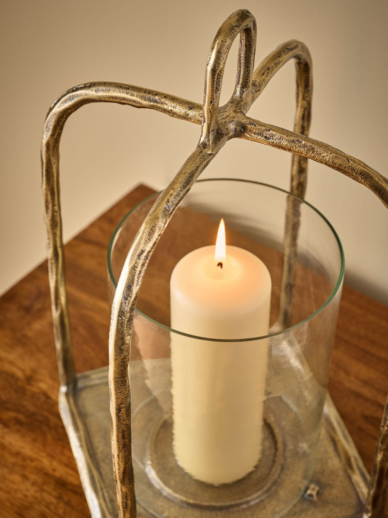 Gold Forged Metal Lantern candle holder 37cm, UK version