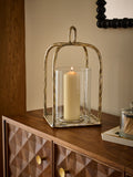 Gold Forged Metal Lantern candle holder 37cm, UK version
