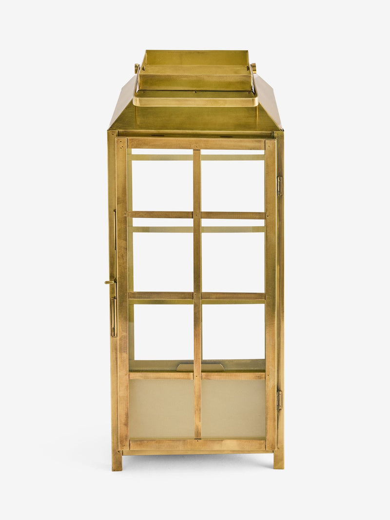 Gold Metal and Glass Lantern Small