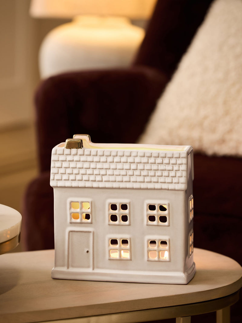 White/Gold House Tea Light Holder