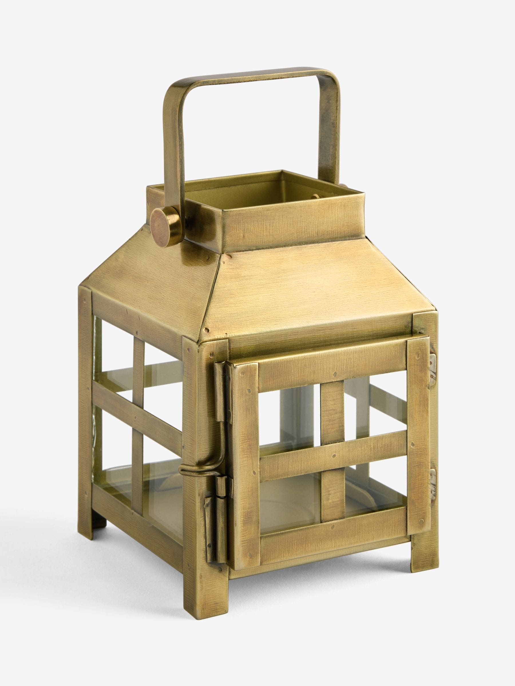 Small gold metal and glass lantern, imported from the UK