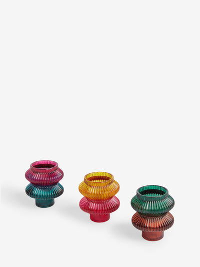 Next Set of 3 Multicolour Glass Tea Light and Taper Candle Holders 8x8x9cm- Buy online at McGrocer