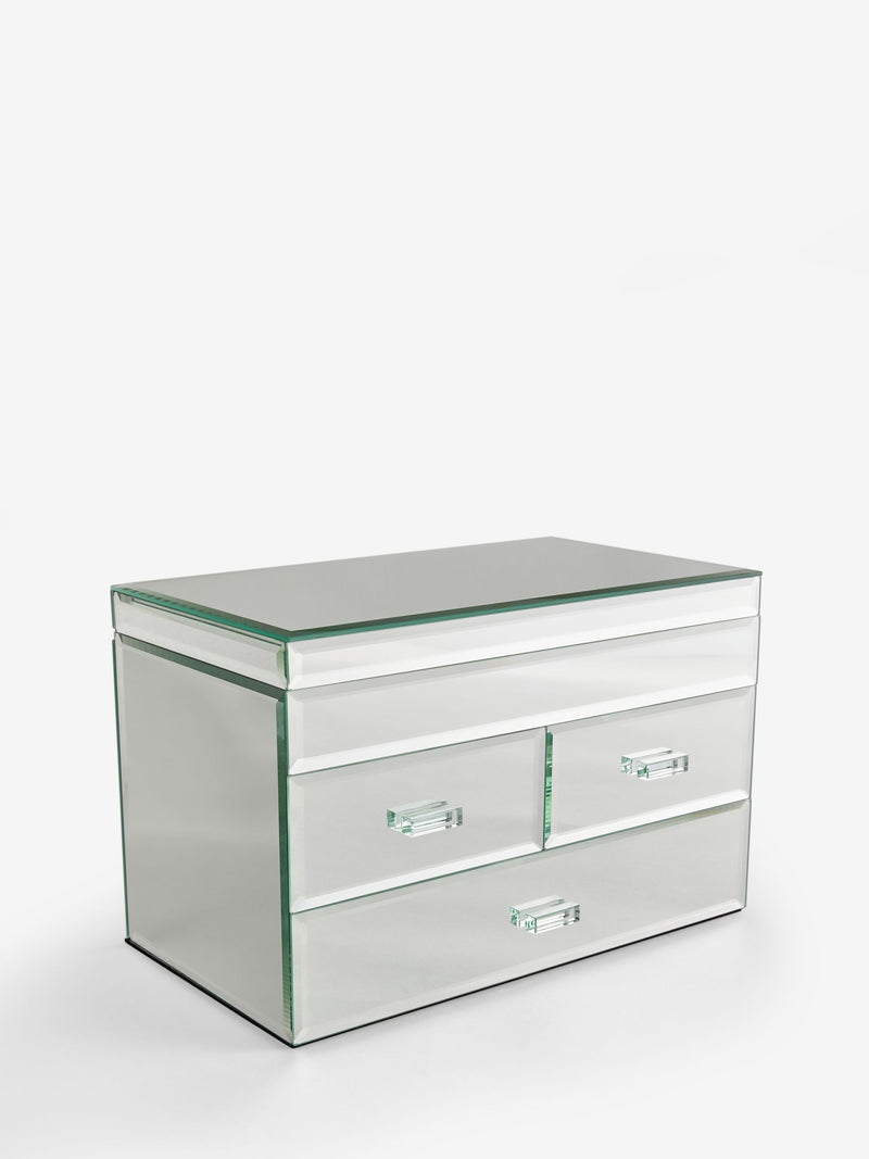 Large mirror jewellery box with ring holder and drawers, UK version